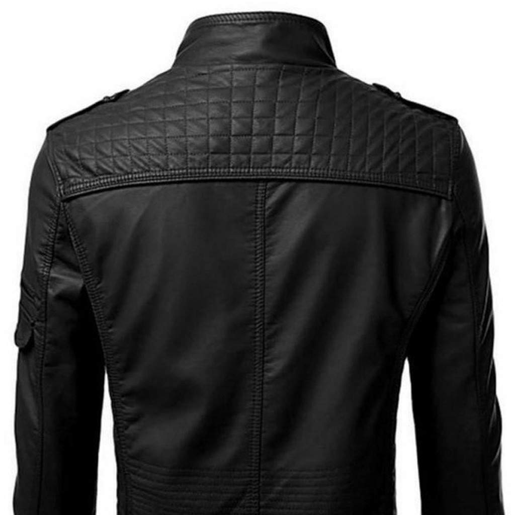 wuliLINL Men Faux Leather Zip Up Moto Biker Jacket