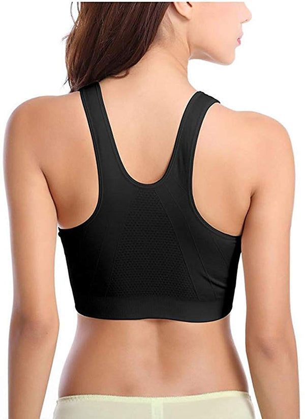 Women's Zip Front Sports Bra Wireless Post