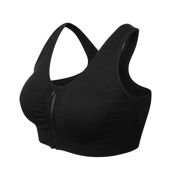 Women's Zip Front Sports Bra Wireless Post