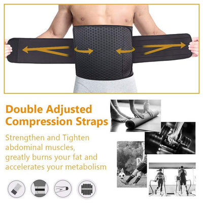Waist Trimmer for Men | Ab Belt Widening Sauna Trainer with Double Adjusted Straps for Fitness Loss and Back Support Wide Sweat Adjustable Motion Splicing