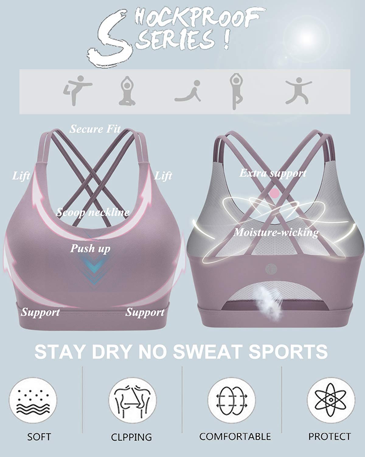 RUNNING GIRL Strappy Sports Bra for Women,