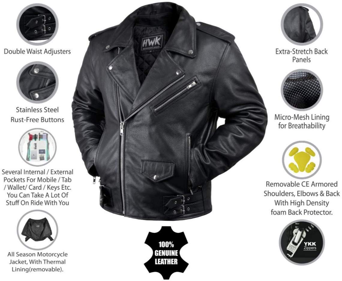 Leather Motorcycle Jacket For Men Moto Riding