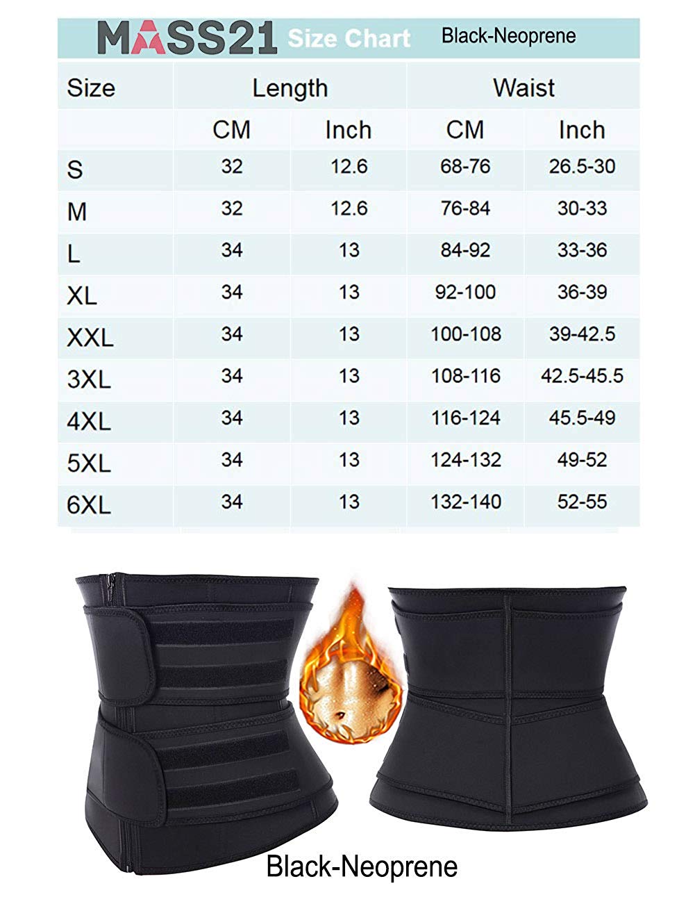 MASS21 Waist Trainer Steel Boned Corset with Sticker Weight Loss Latex Waist Trainer Neoprene Shapewear