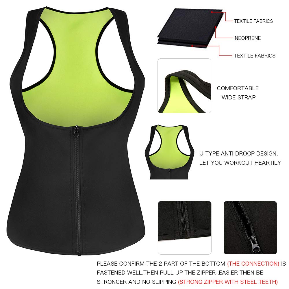 Yamadan Neoprene Underbust Waist Trainer Sweat Zipper Vest Weight Loss Body Shaper for Women
