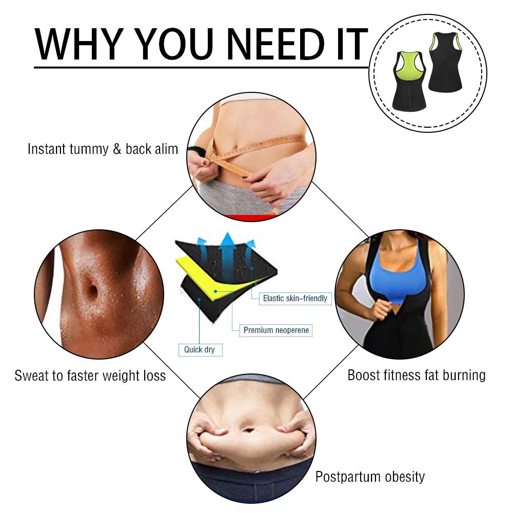 Yamadan Neoprene Underbust Waist Trainer Sweat Zipper Vest Weight Loss Body Shaper for Women