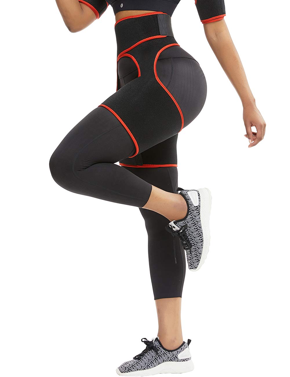 Lover-Beauty Breathe Freely Neoprene Thigh Trimmer High Waist Thigh Shaper Thigh Trainer Red XL