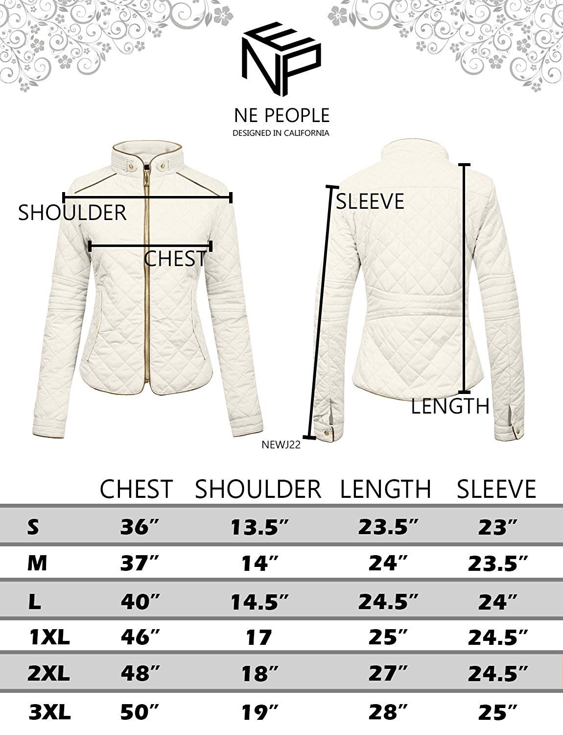 NE PEOPLE Womens Lightweight Quilted Zip Jacket