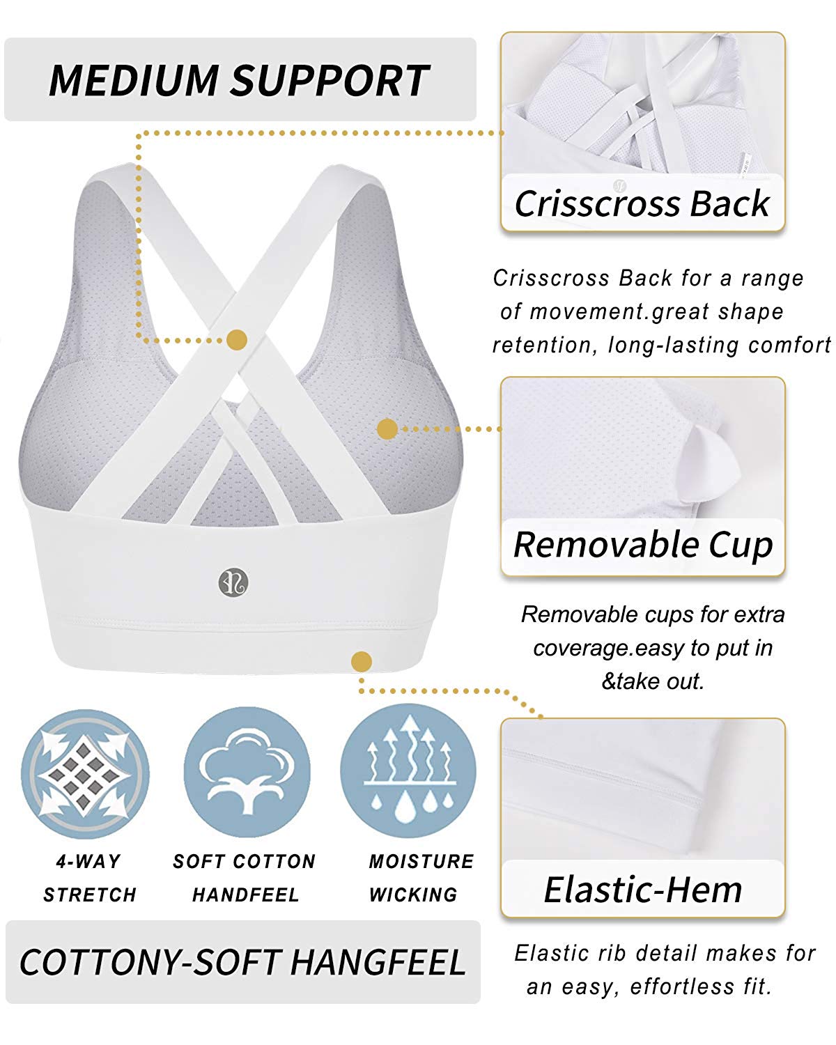 RUNNING GIRL Sports Bra for Women, Criss-Cross Back