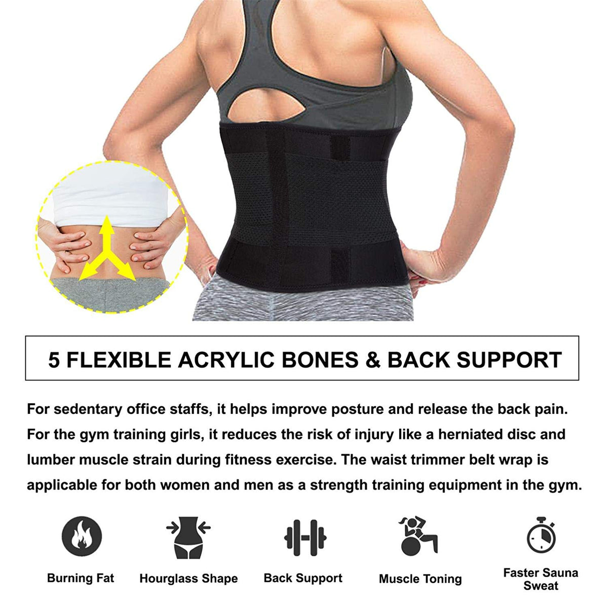 TrainingGirl Women Waist Trainer Cincher Belt Tummy Control Sweat Girdle  Workout Slim Belly Band for Weight Loss