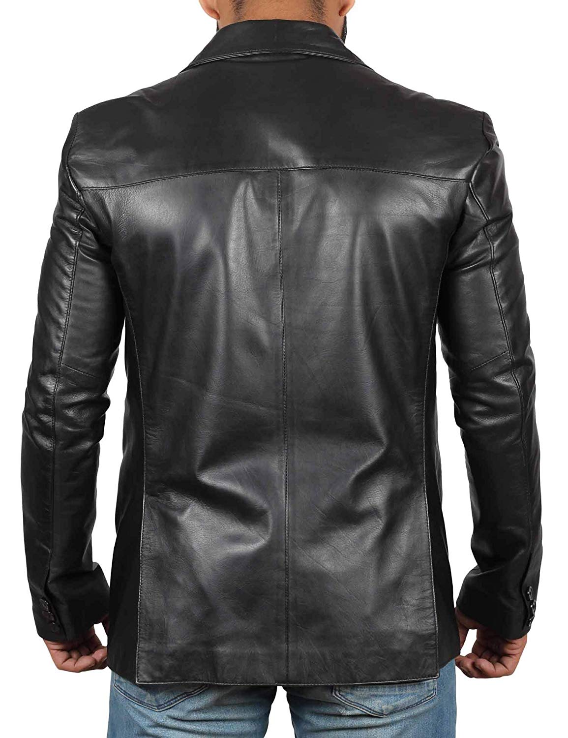 Real Lambskin Brown Leather Mens Blazer