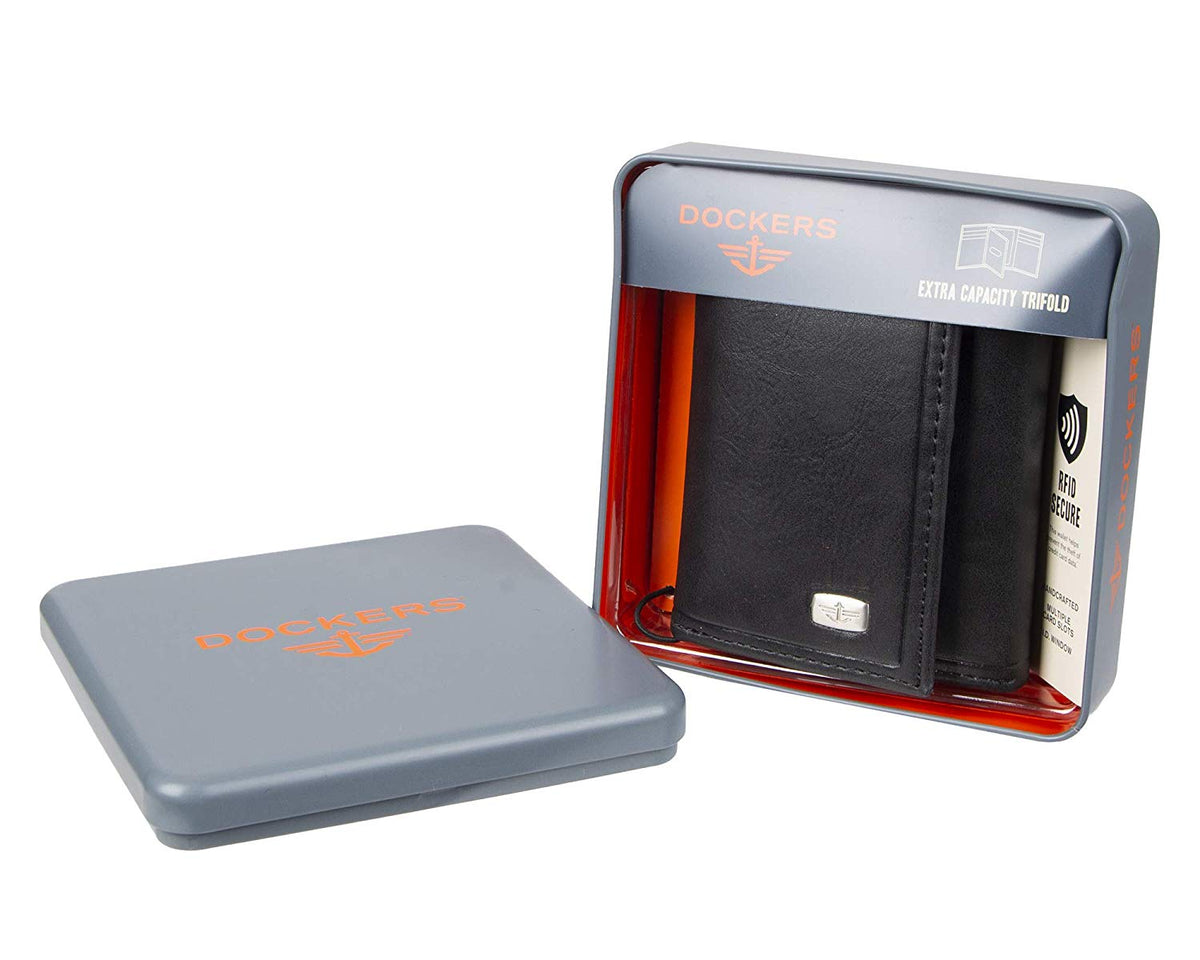 Dockers Men's Rfid Security Blocking Extra Capacity Trifold Wallet