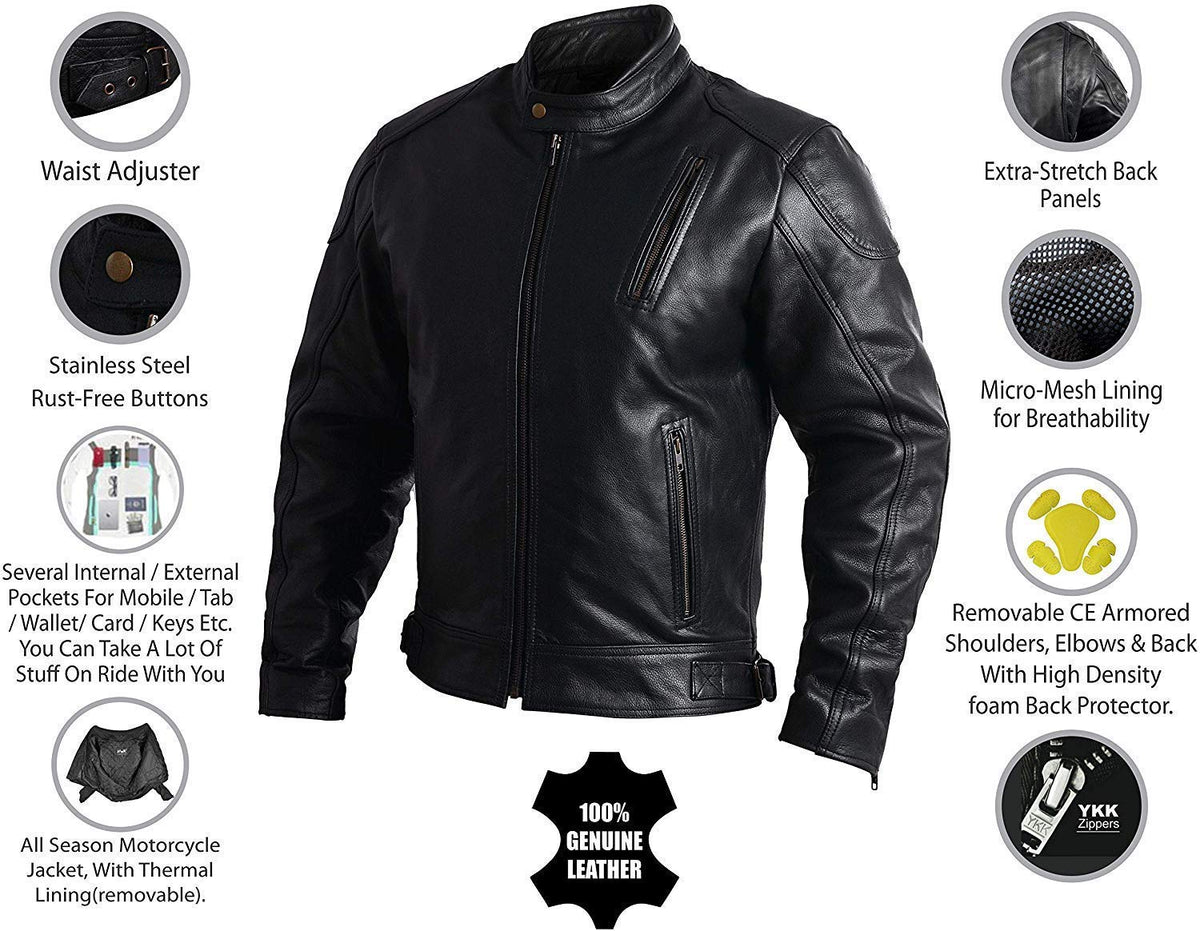 Mens Leather Motorcycle Jackets Black