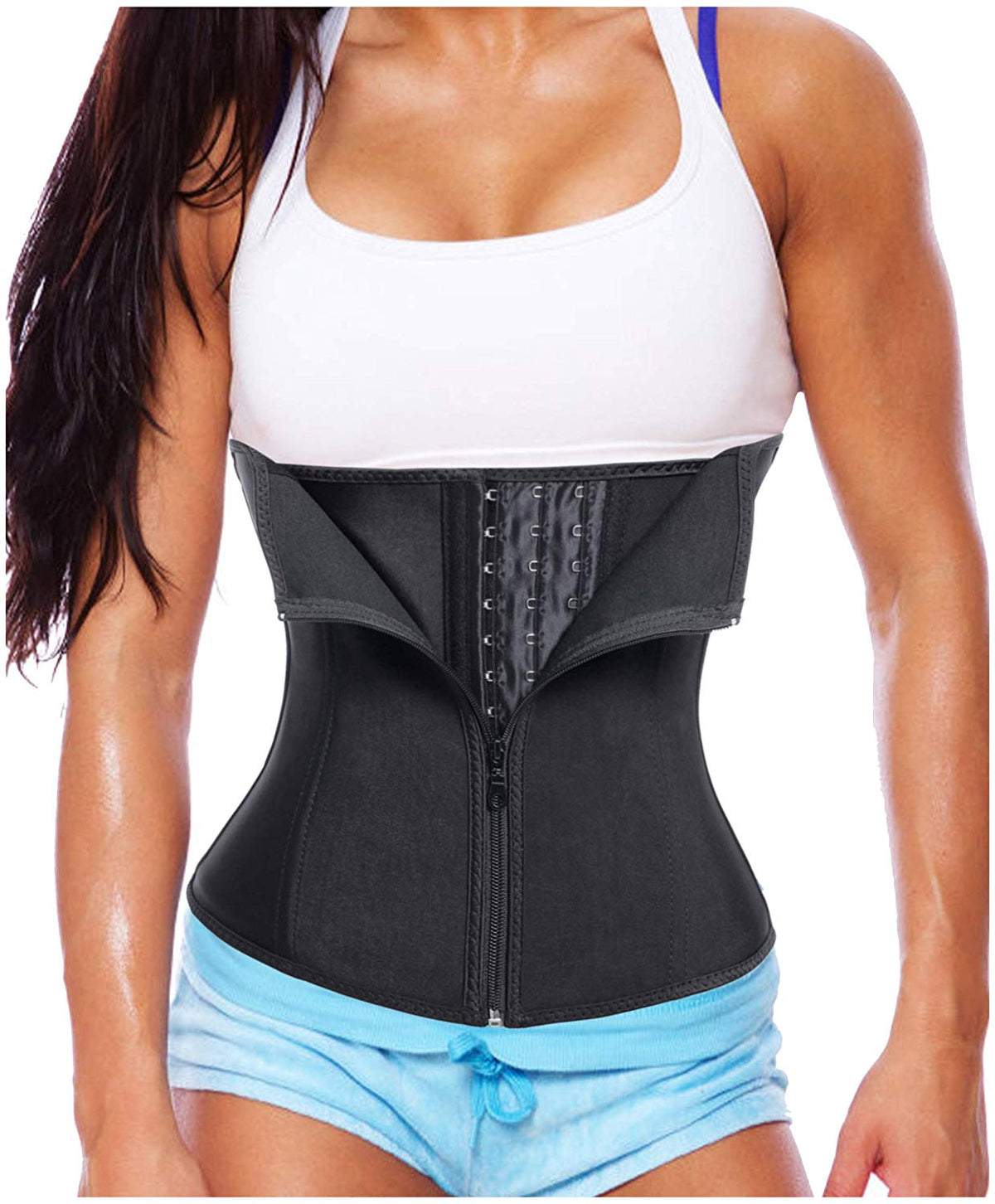 Gotoly Women Latex Waist Trainer Corset Zipper Underbust Cincher Belt Weight Loss Body Shaper