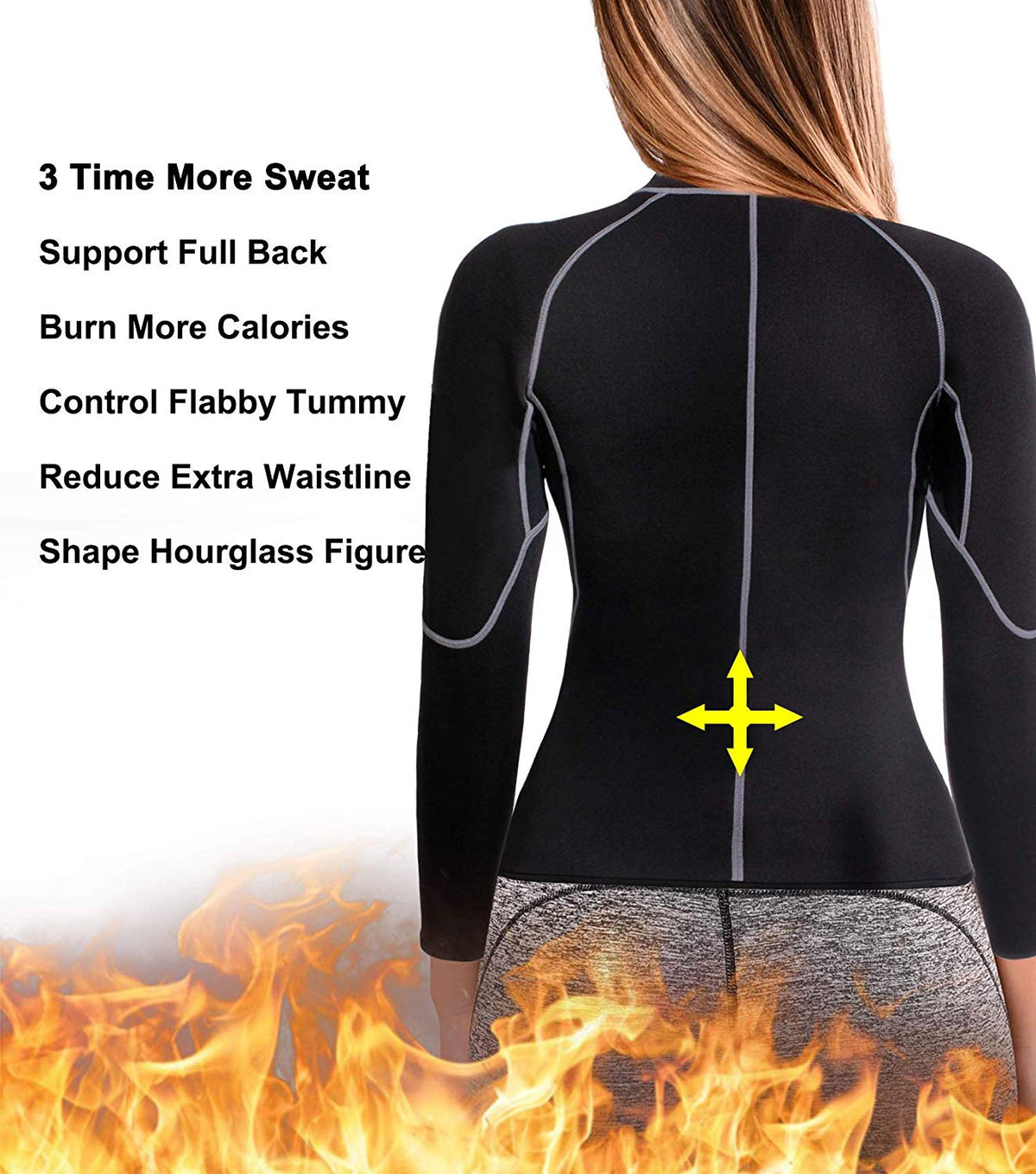 Nebility Women Waist Trainer Jacket Hot Sweat Shirt Weight Loss