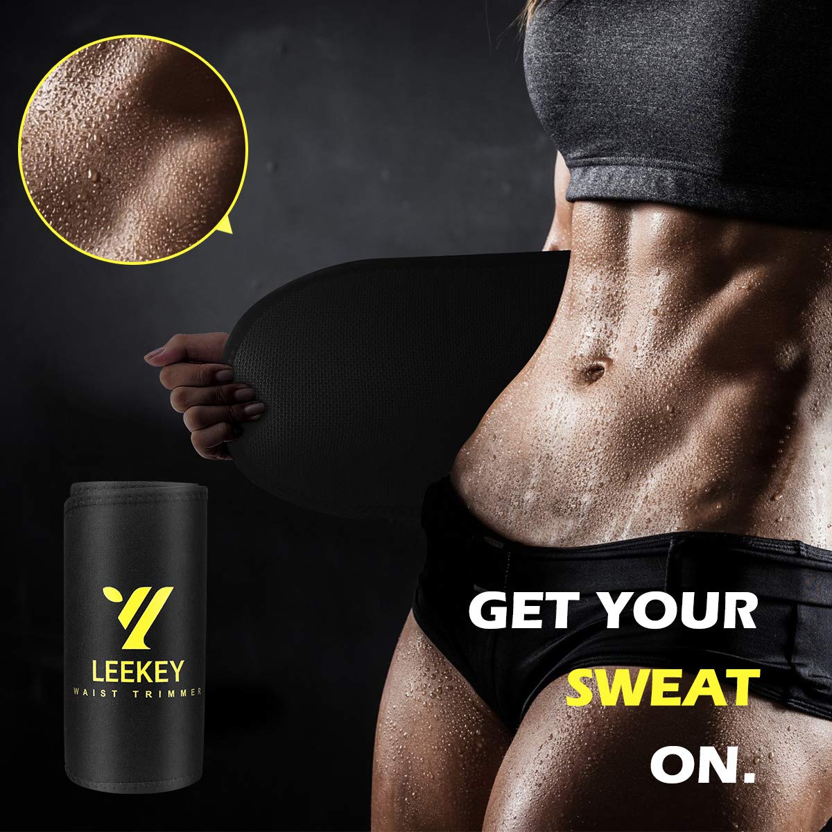 LEEKEY Waist Trimmer Belt for Women & Men - Slimmer Kit - Weight Loss Wrap - Sport Girdle Sweat