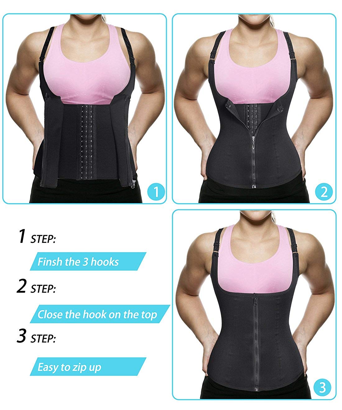 Nebility Women Waist Trainer Corset Zipper