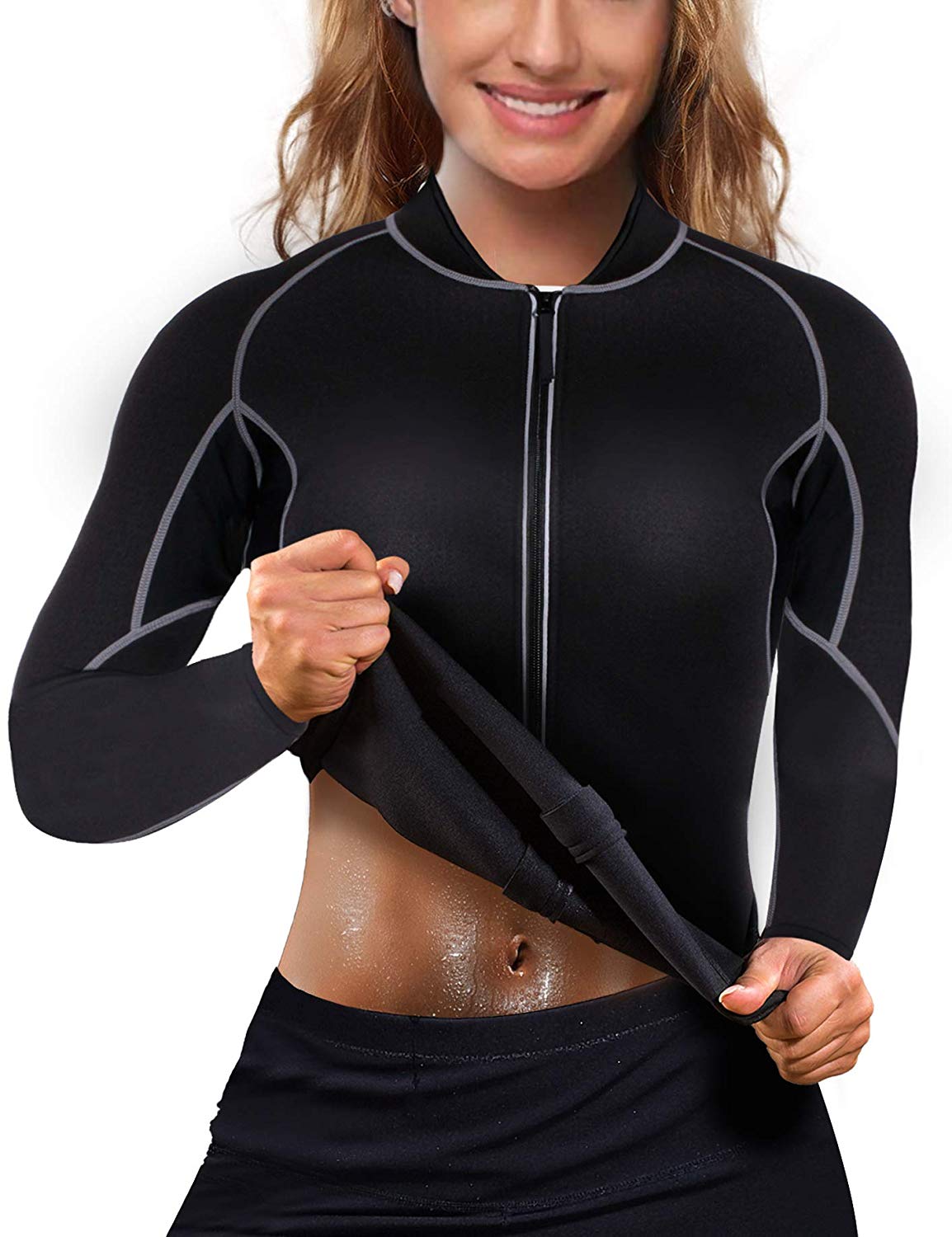 Nebility Women Waist Trainer Jacket Hot Sweat Shirt Weight Loss