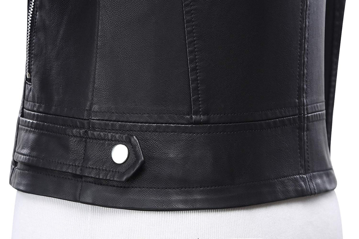 Tanming Women's Faux Leather Moto Biker Short Coat Jacket