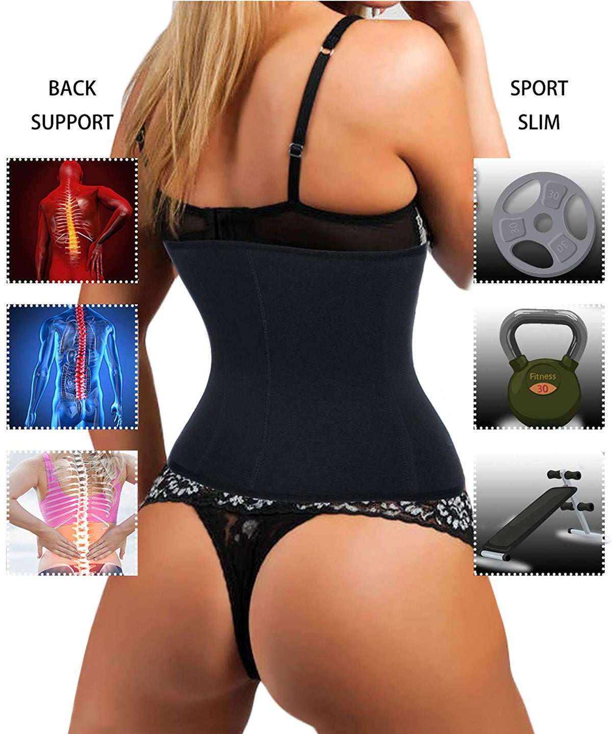 Ursexyly Women Waist Trainer Corset Zipper Hook Shapewear Double Control Body Shaper Tummy Fat Burning Waist Cincher
