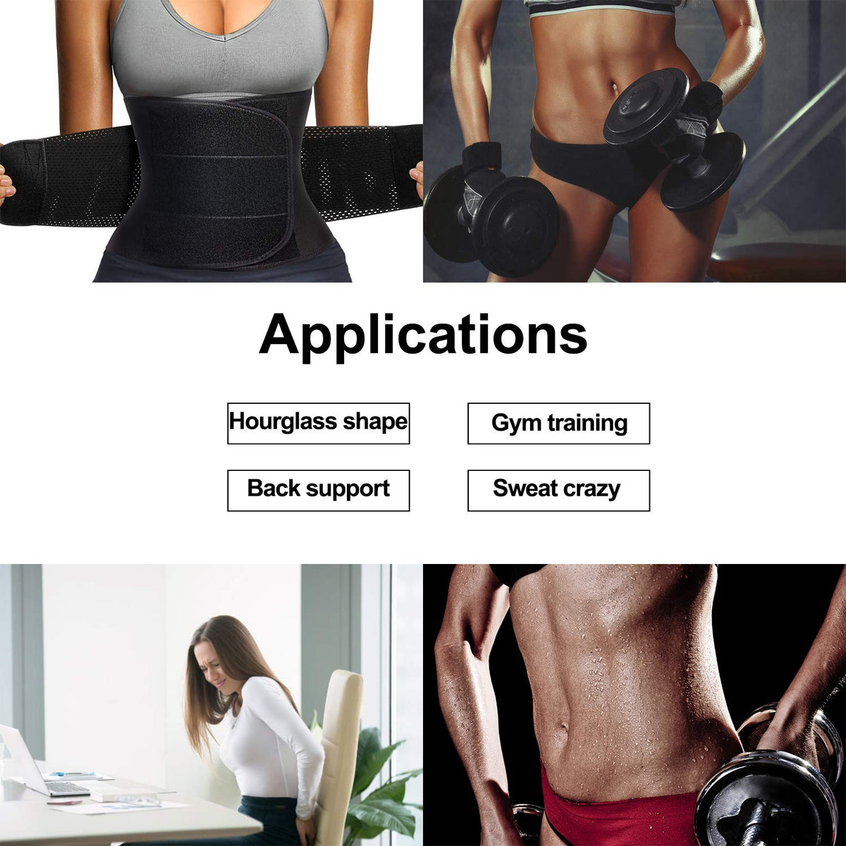 Hourglass Waist Trainer Slimming Belly Belt Neoprene Sauna Sweat Band Girdle for Women Weight Loss Back Support