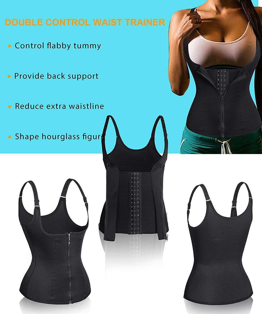 Nebility Women Waist Trainer Corset Zipper