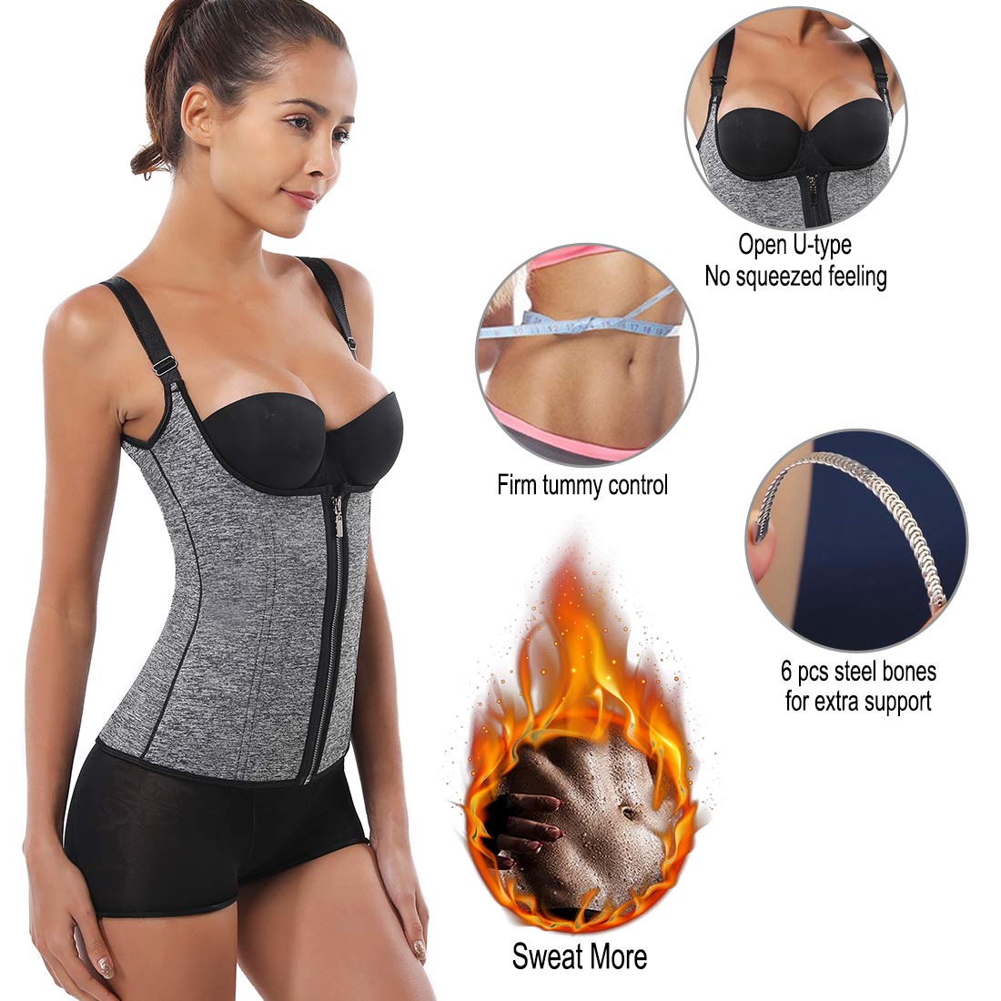 Waist Trainer Corset for Weight Loss Women Neoprene Sauna Vest Workout Tank Tops Slimmer