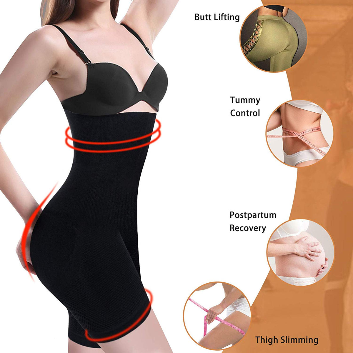 Nebility Women Waist Trainer Shapewear Tummy Control Body Shaper Shorts