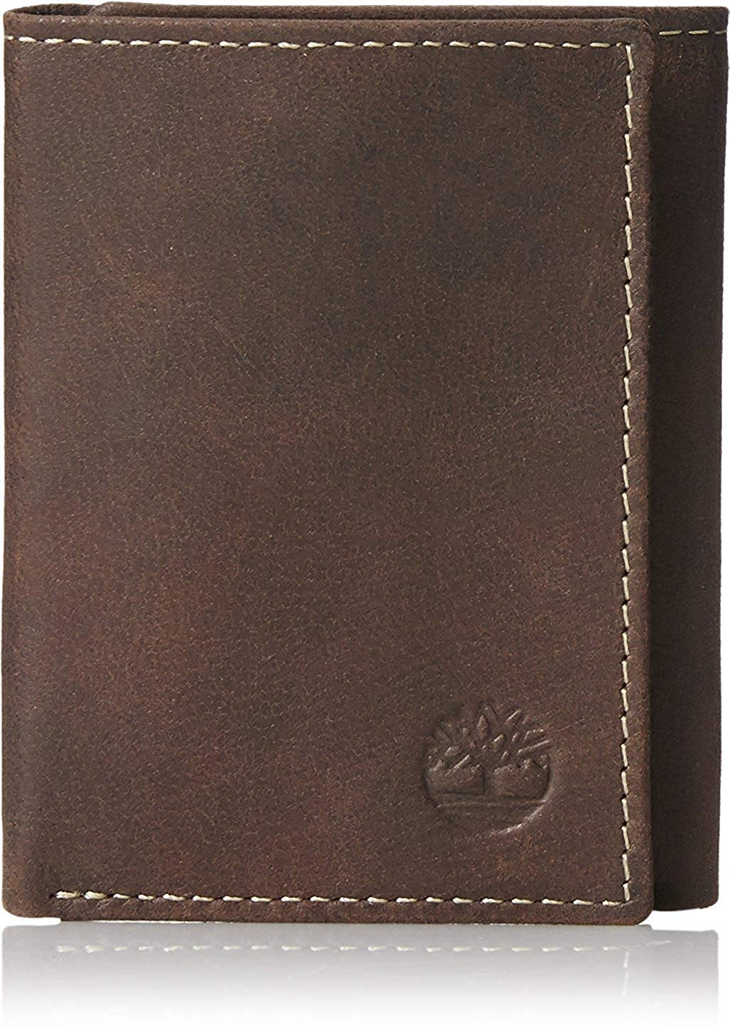 Timberland Mens Leather Trifold Wallet With ID Window