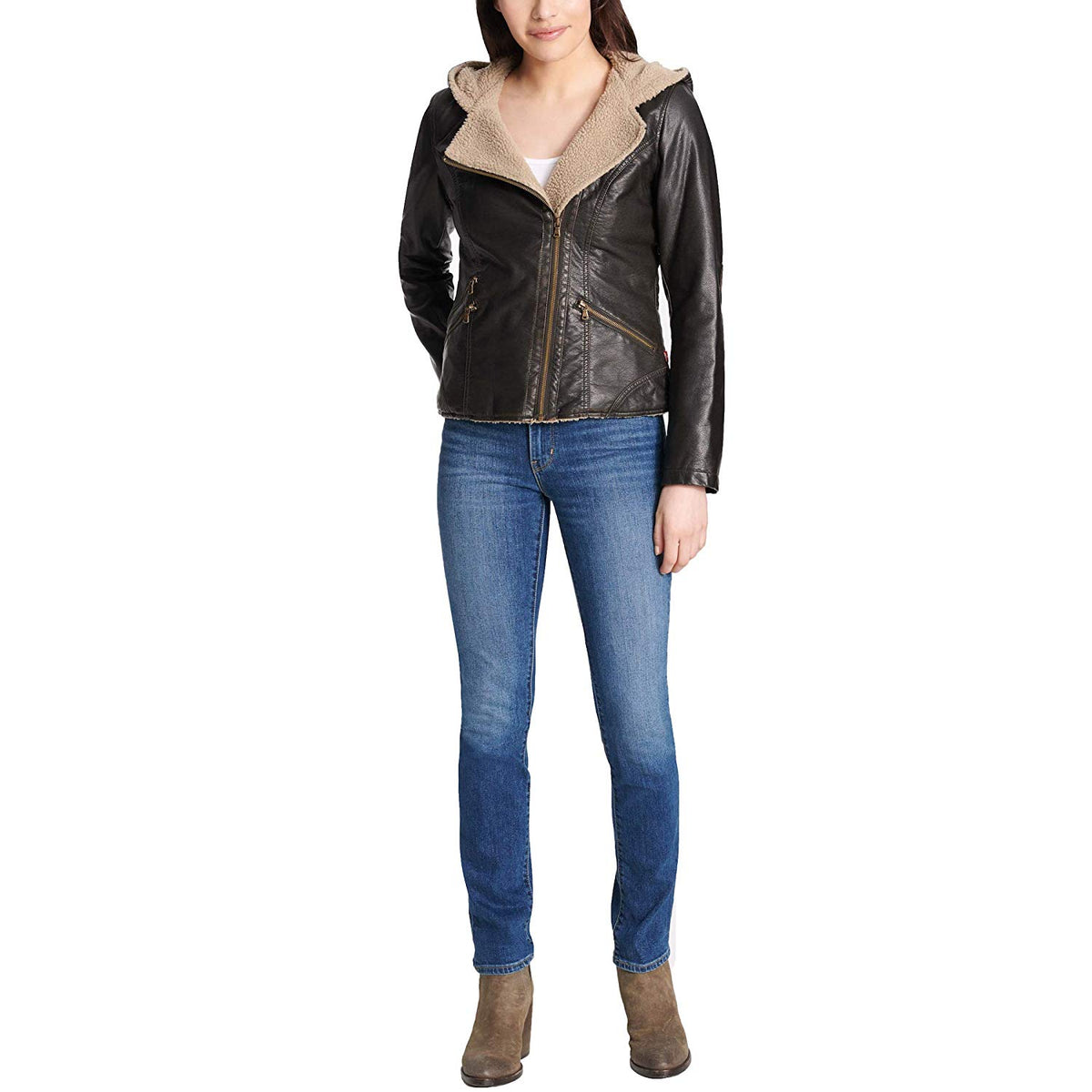 Levi's Women's Assymetrical Sherpa-Lined Faux-Fur Jacket