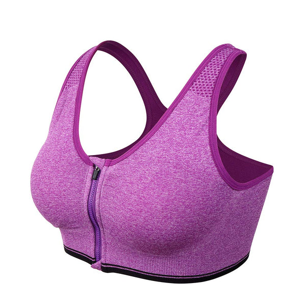 Women's Zip Front Sports Bra Wireless Post