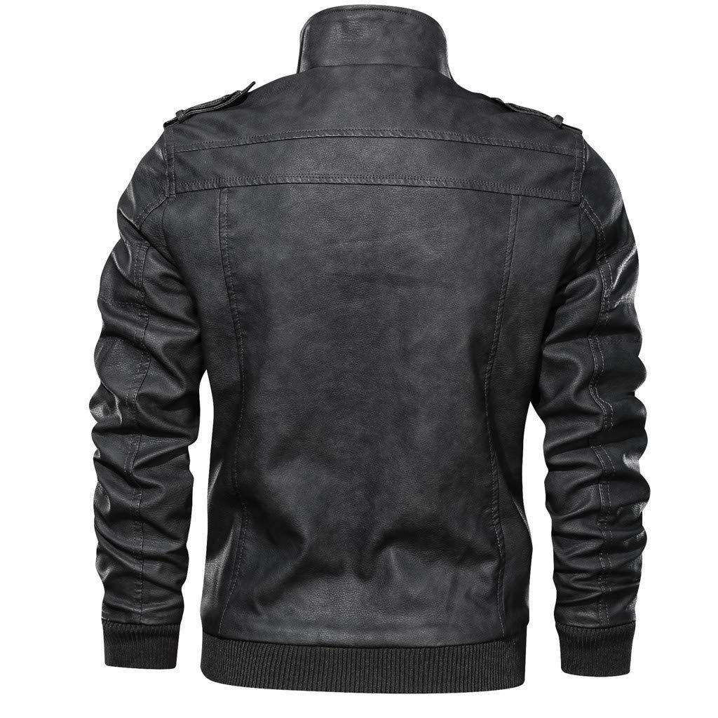 Landscap_Men Leather Motorcycle Jacket Hoodie Zipper Fashion
