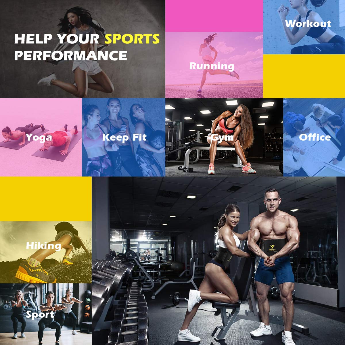 LEEKEY Waist Trimmer Belt for Women & Men - Slimmer Kit - Weight Loss Wrap - Sport Girdle Sweat