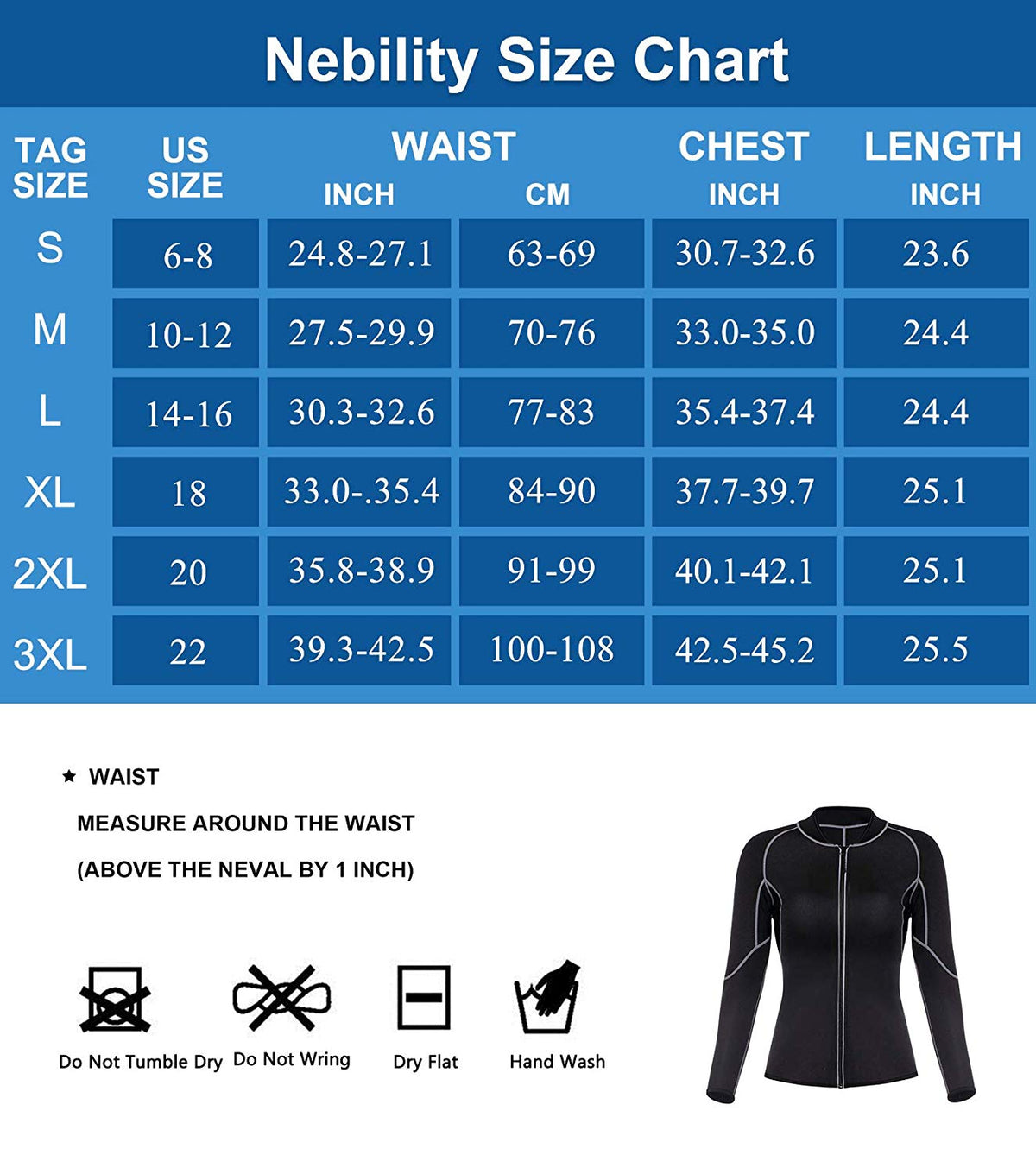 Nebility Women Waist Trainer Jacket Hot Sweat Shirt Weight Loss Sauna Suit Workout Body Shaper Neoprene Top Long Sleeve