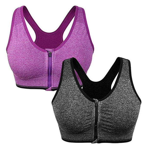 Women's Zip Front Sports Bra Wireless Post