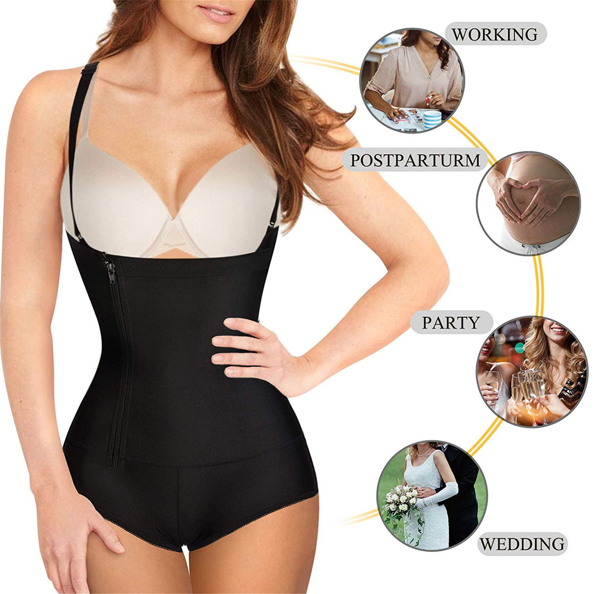 Eleady Women's Latex Waist Trainer Bodysuit Tummy Control