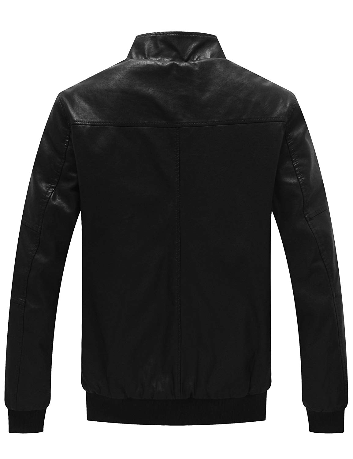 WenVen Men's Winter Stand Collar Moto Bomber Faux Leather Jackets