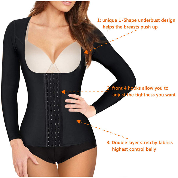 Gotoly Women Waist Trainer Corset Tummy Control Shapewear Upper Arm Shaper Post Surgical Slimmer Compression Tops