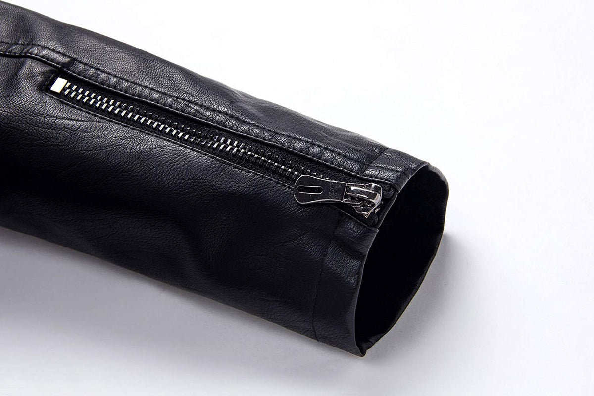 Men's Vintage Asymmetric Zip Lightweight Faux Leather Jacket