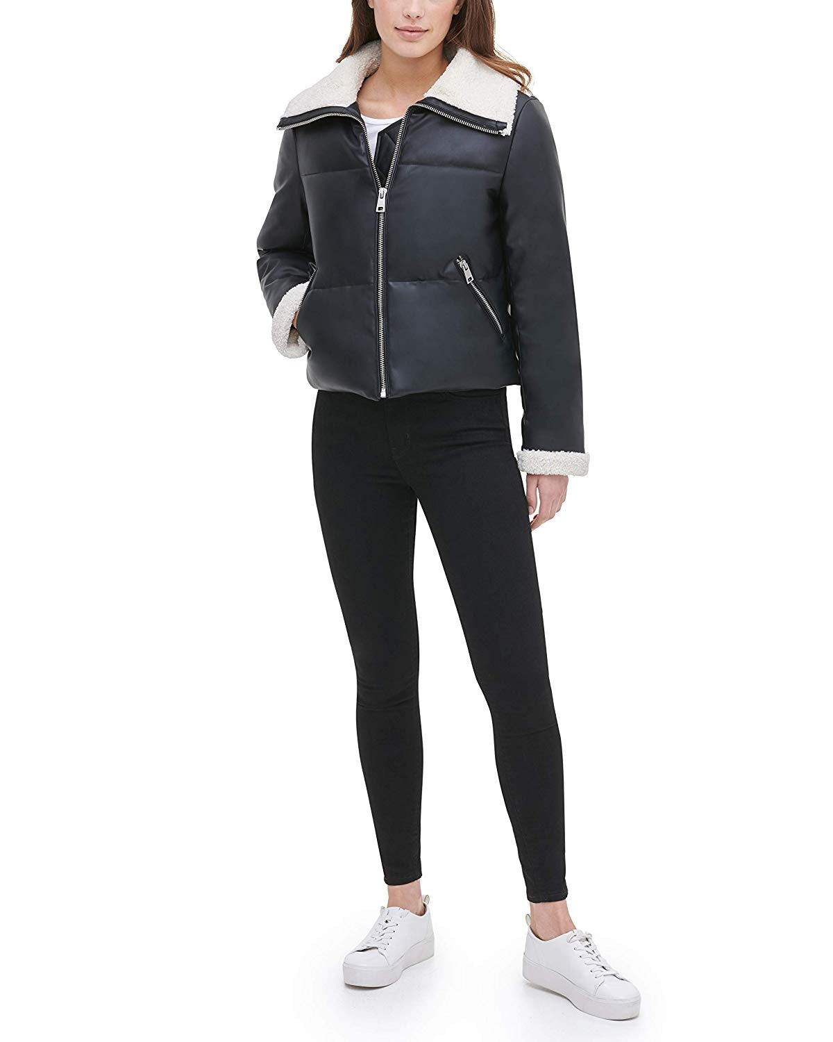 Levi's Women's The Breanna Smooth Lamb Faux Leather Puffer Jacke