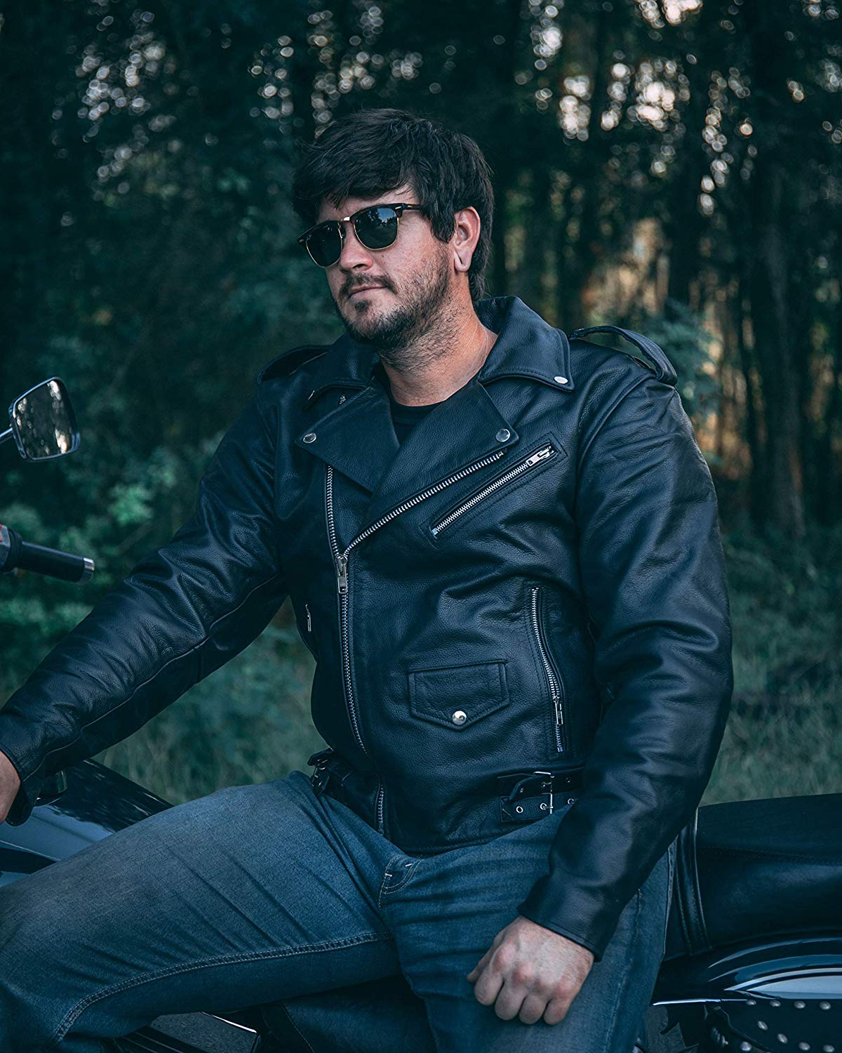 Leather Motorcycle Jacket For Men Moto Riding