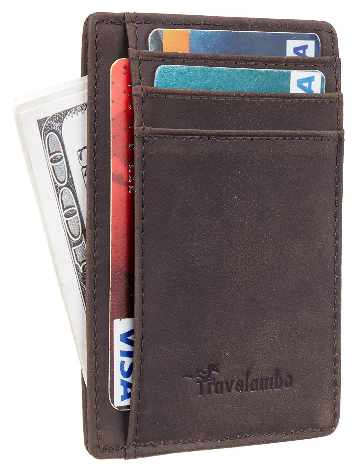 Travelambo Front Pocket Minimalist Leather Slim Wallet