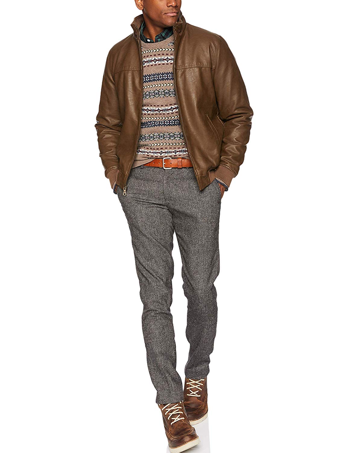 Tommy Hilfiger Men's Faux-Leather Bomber Jacket