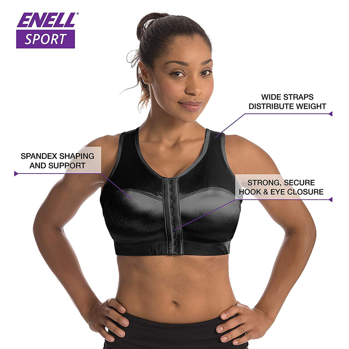 Enell Women's High Impact Sports Bra, Black, 0 