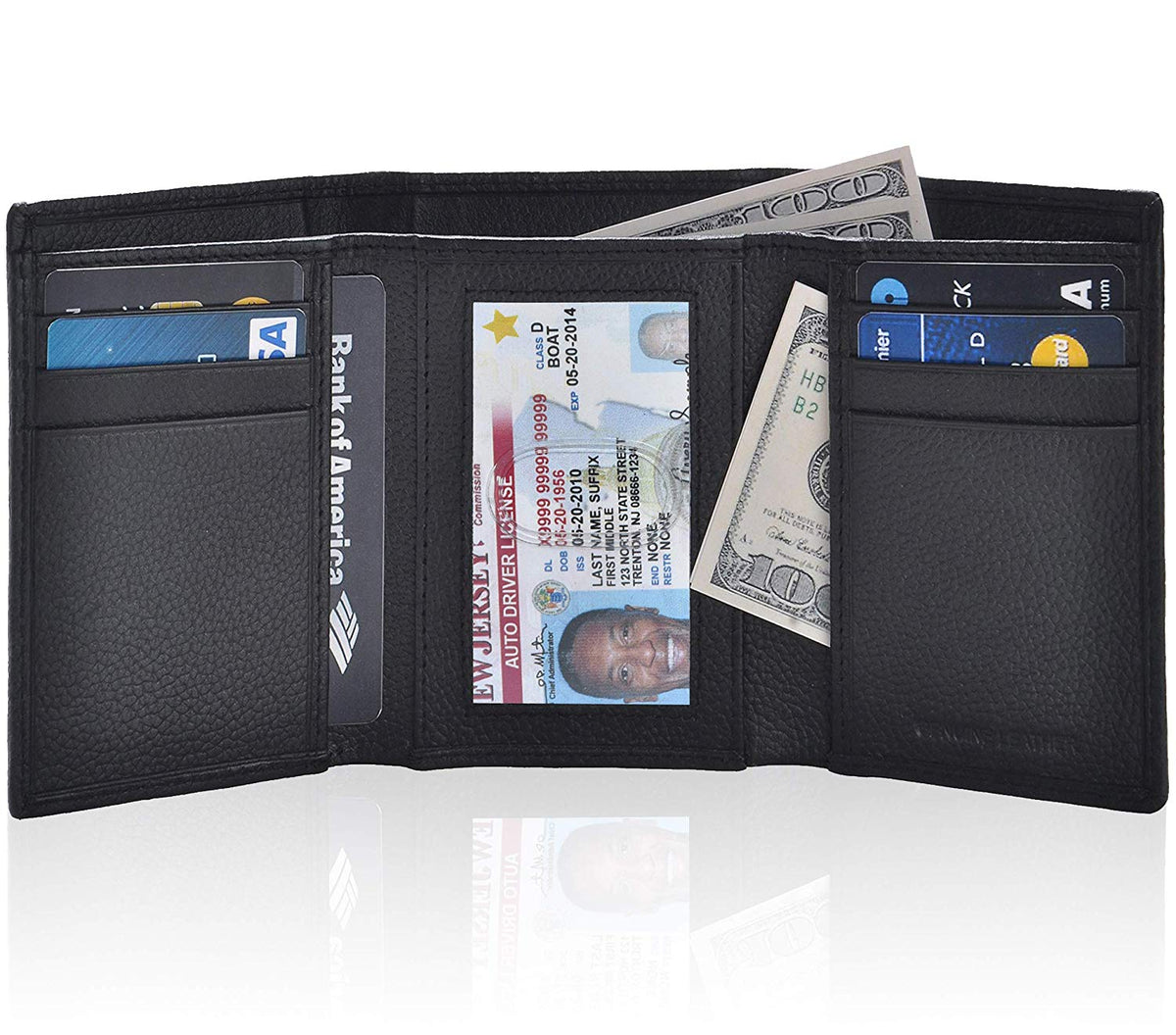 Trifold Wallets for Men - Real Leather RFID