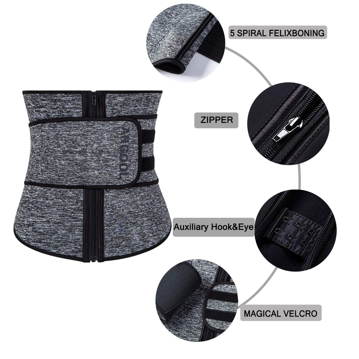 TWINS FLAME TWINS FLAME Women's Waist Trainer Sauna Belt Hourglass Shaper Neoprene Sweat Corset for Weight Loss