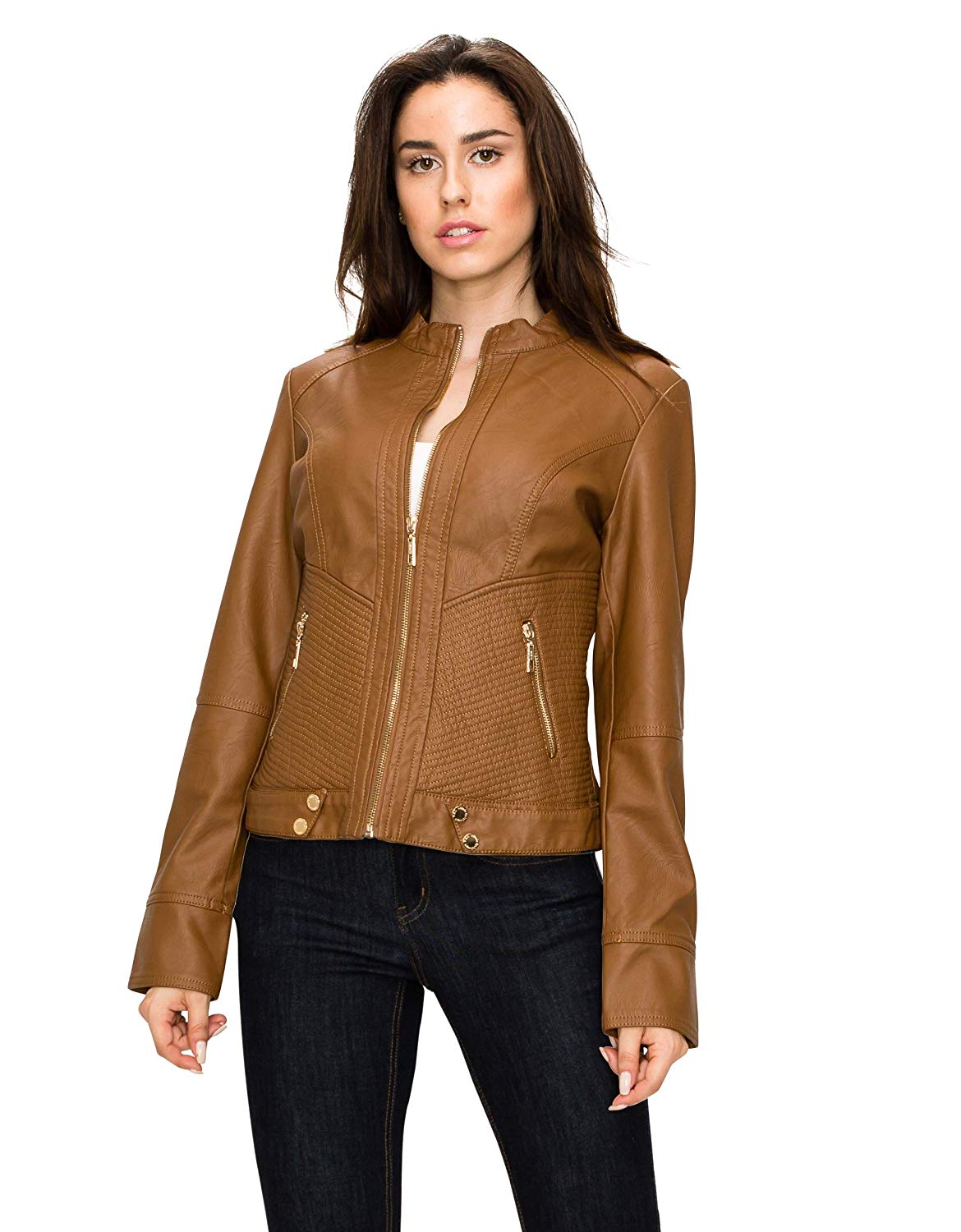 Lock and Love Women's Quilted Faux Leather