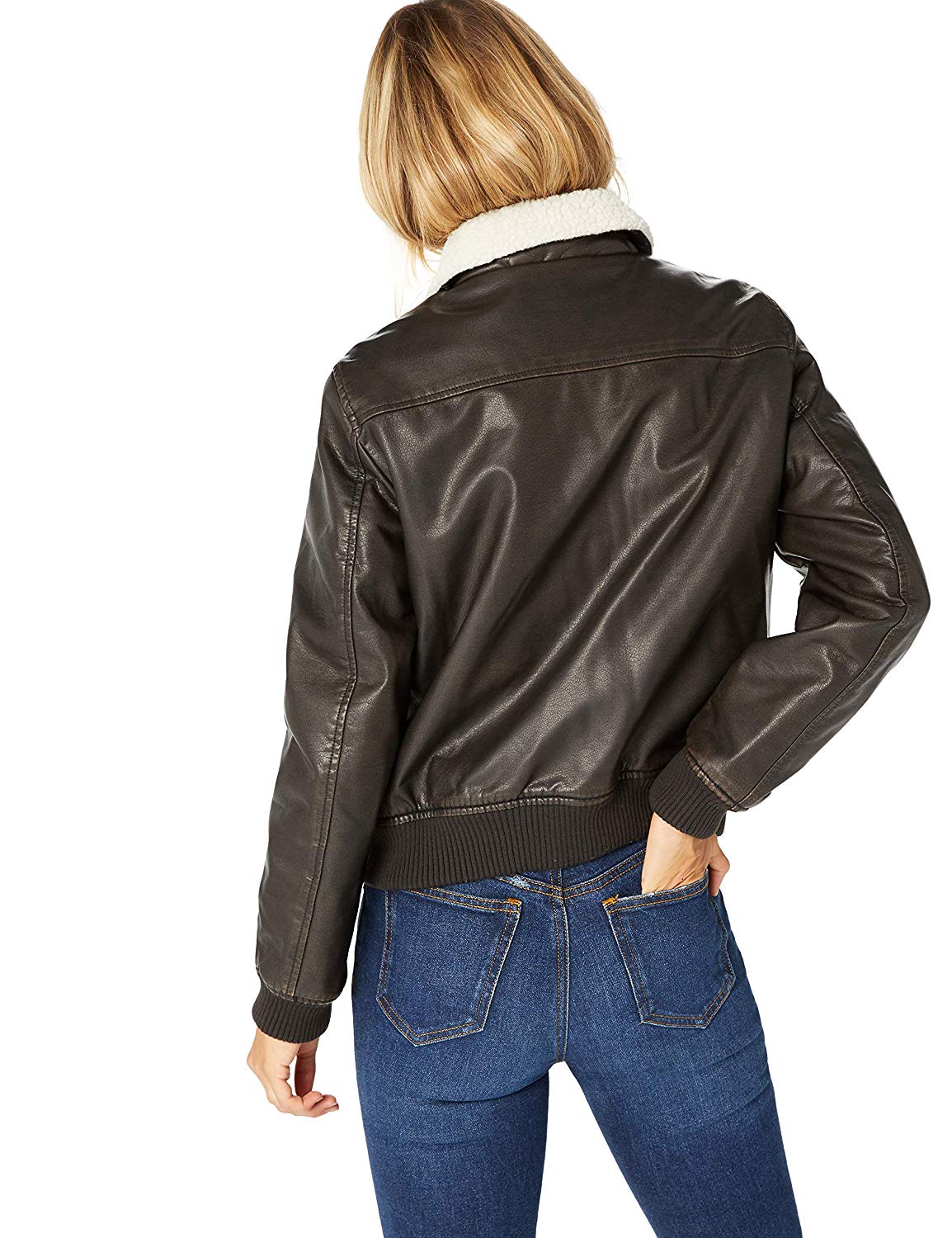 Levi's Women's Faux Leather Sherpa Aviator Bomber Jacket