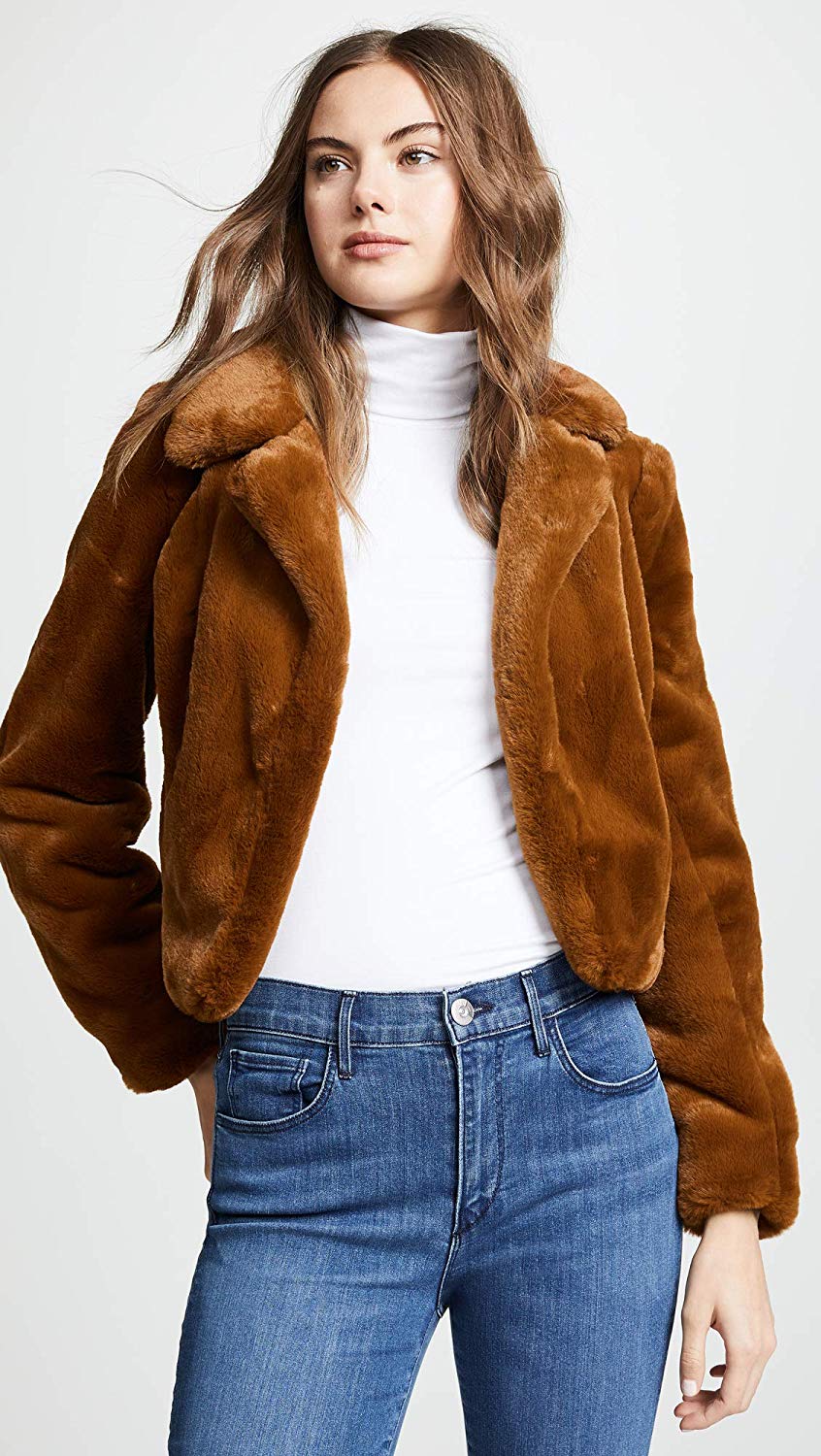 [BLANKNYC] Blank Denim Women's Cropped Faux Fur Jacket
