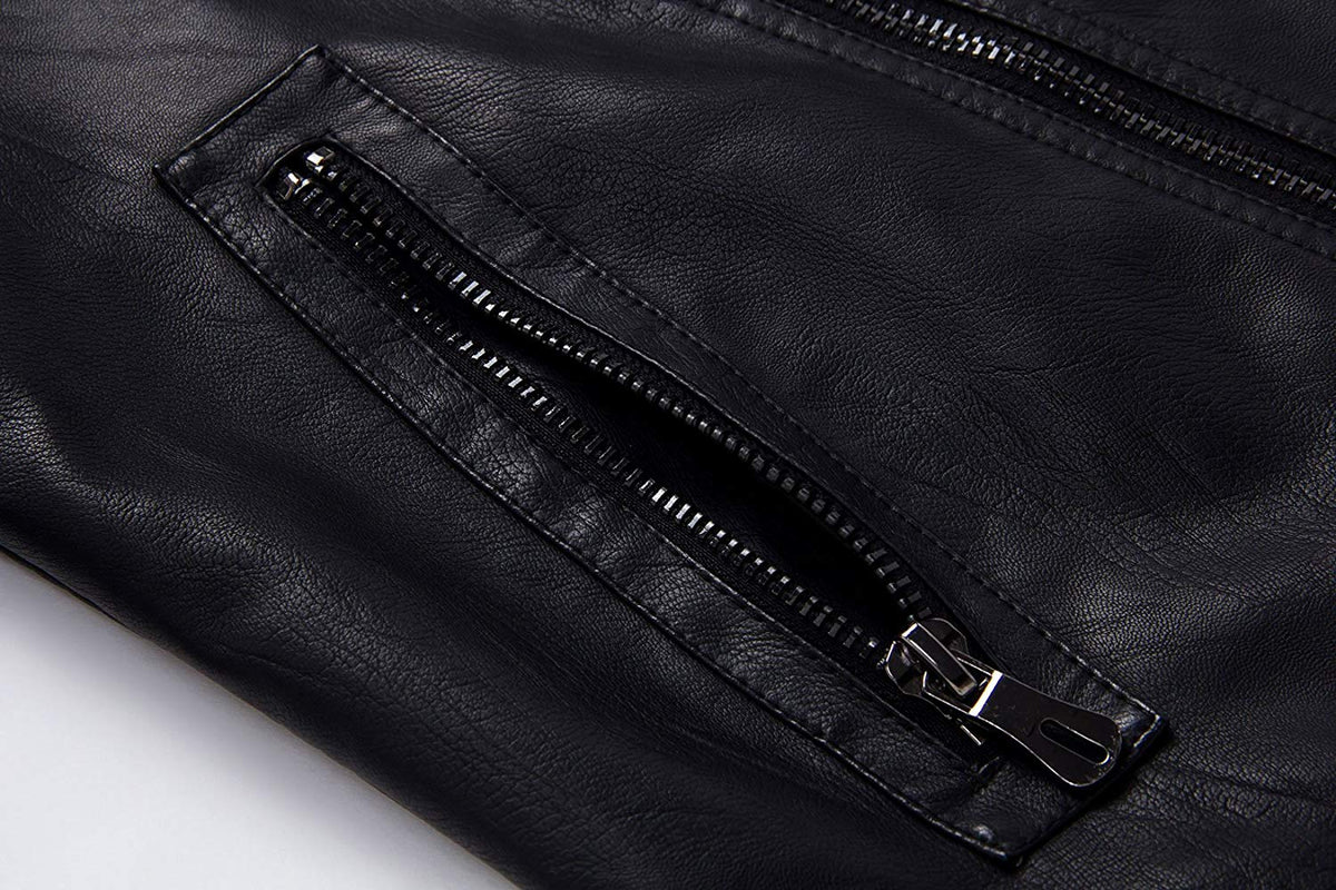 Men's Vintage Asymmetric Zip Lightweight Faux Leather Jacket