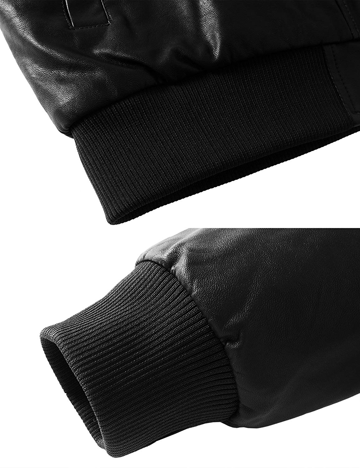 WenVen Men's Winter Stand Collar Moto Bomber Faux Leather Jackets